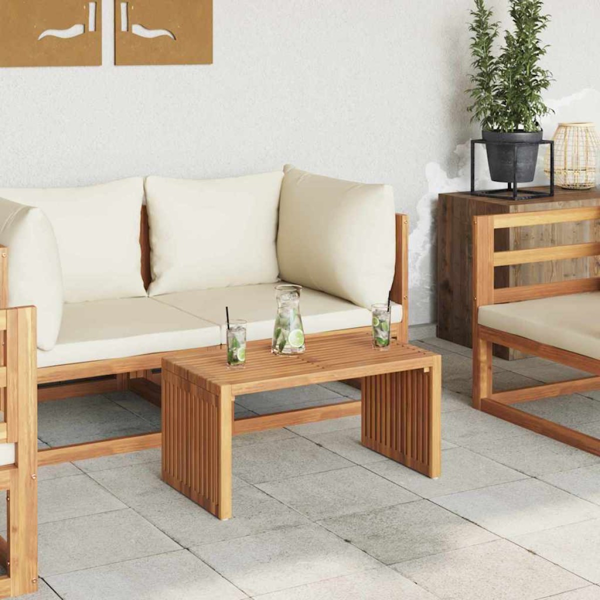 vidaXL Πλευρικό Τραπέζι Κήπου Καφέ 70 x 37,5 x 35,5 εκ Στερεό Ξύλο Τίκ