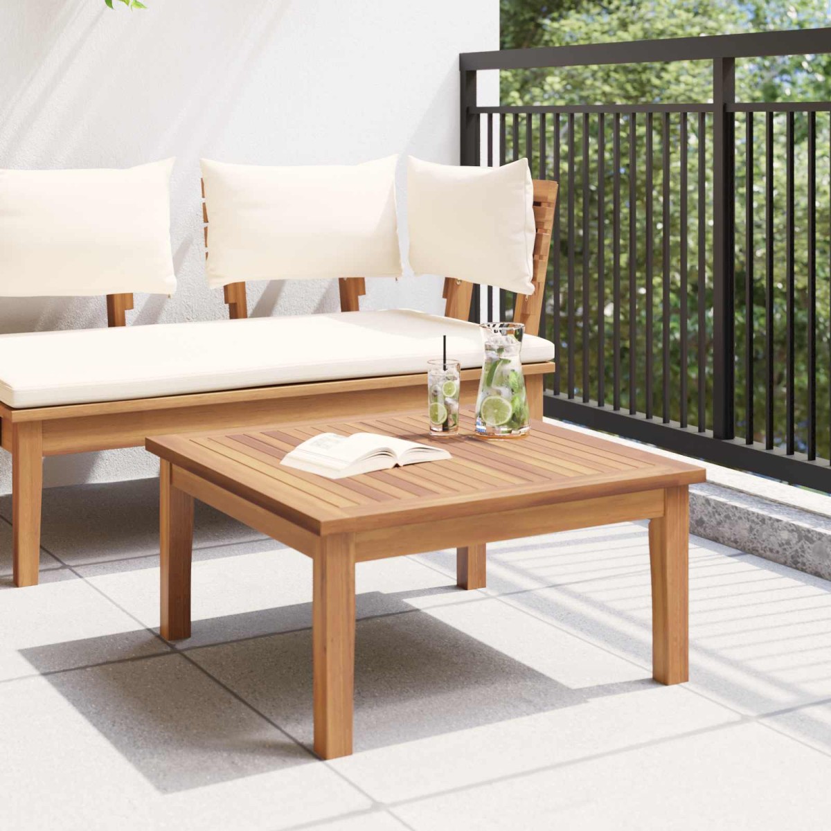 vidaXL Τραπέζι Κήπου Καφέ Μασίφ ξύλο teak