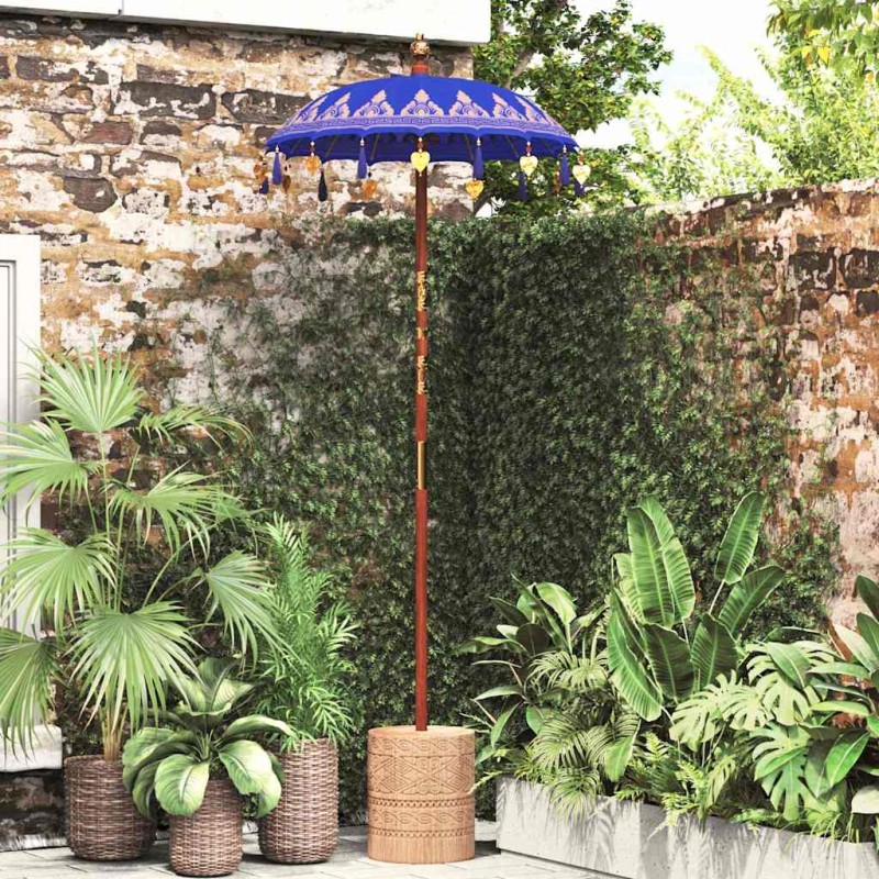vidaXL Μπαλινέζικη Ομπρέλα Μπλε 125 x 125 x 260 εκ Βαμβάκι