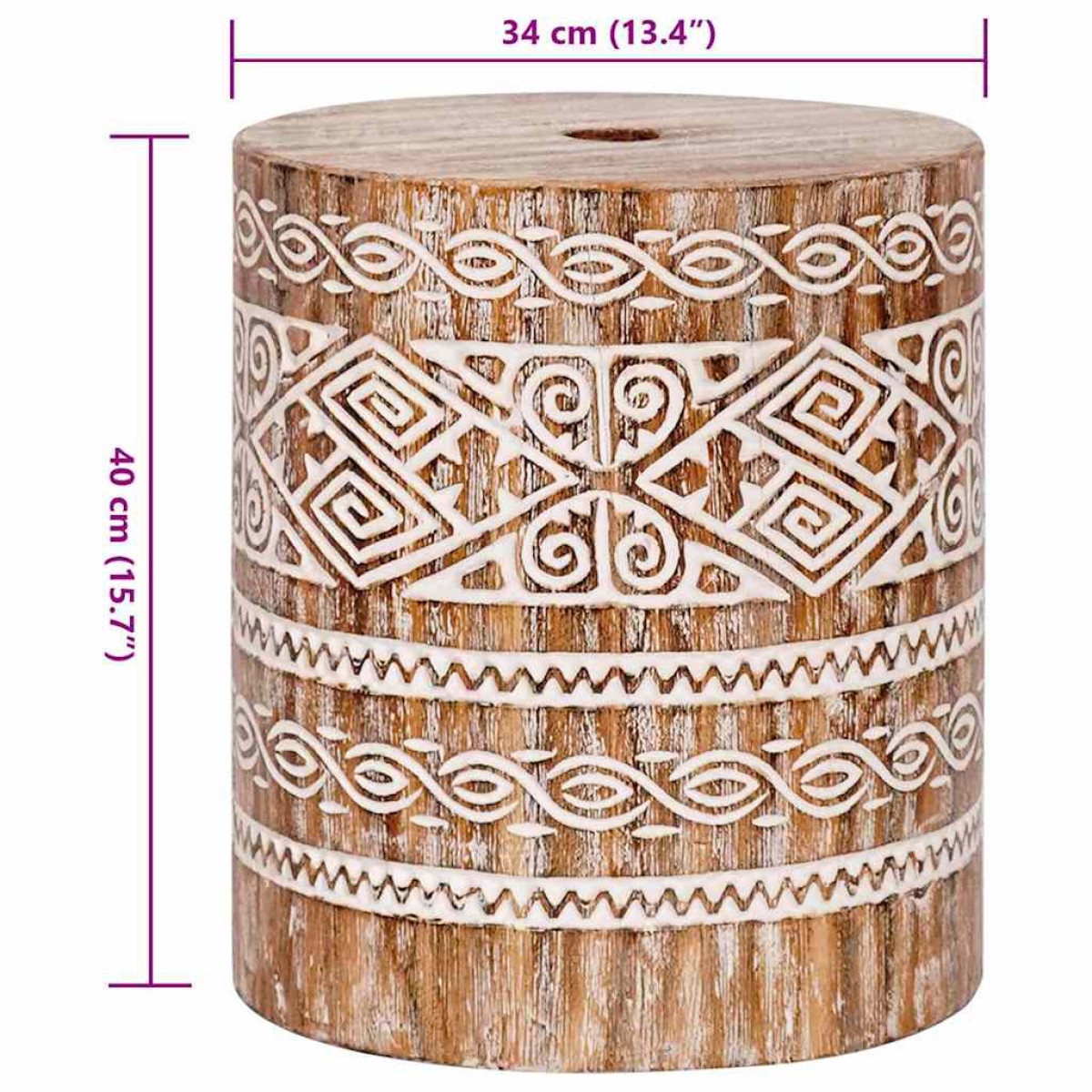 vidaXL Βάση ομπρέλας 23 kg Λευκό πλυμένο Στερεό ξύλο Κυλινδρικός