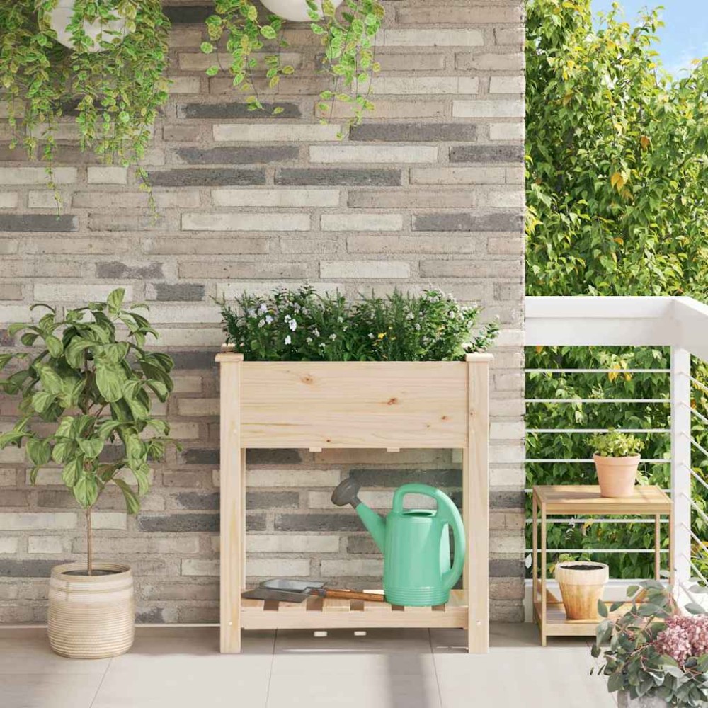 vidaXL Γλάστρα Κήπου Μπεζ 71 x 37 x 76,5 εκ Στερεό Ξύλο Πεύκου