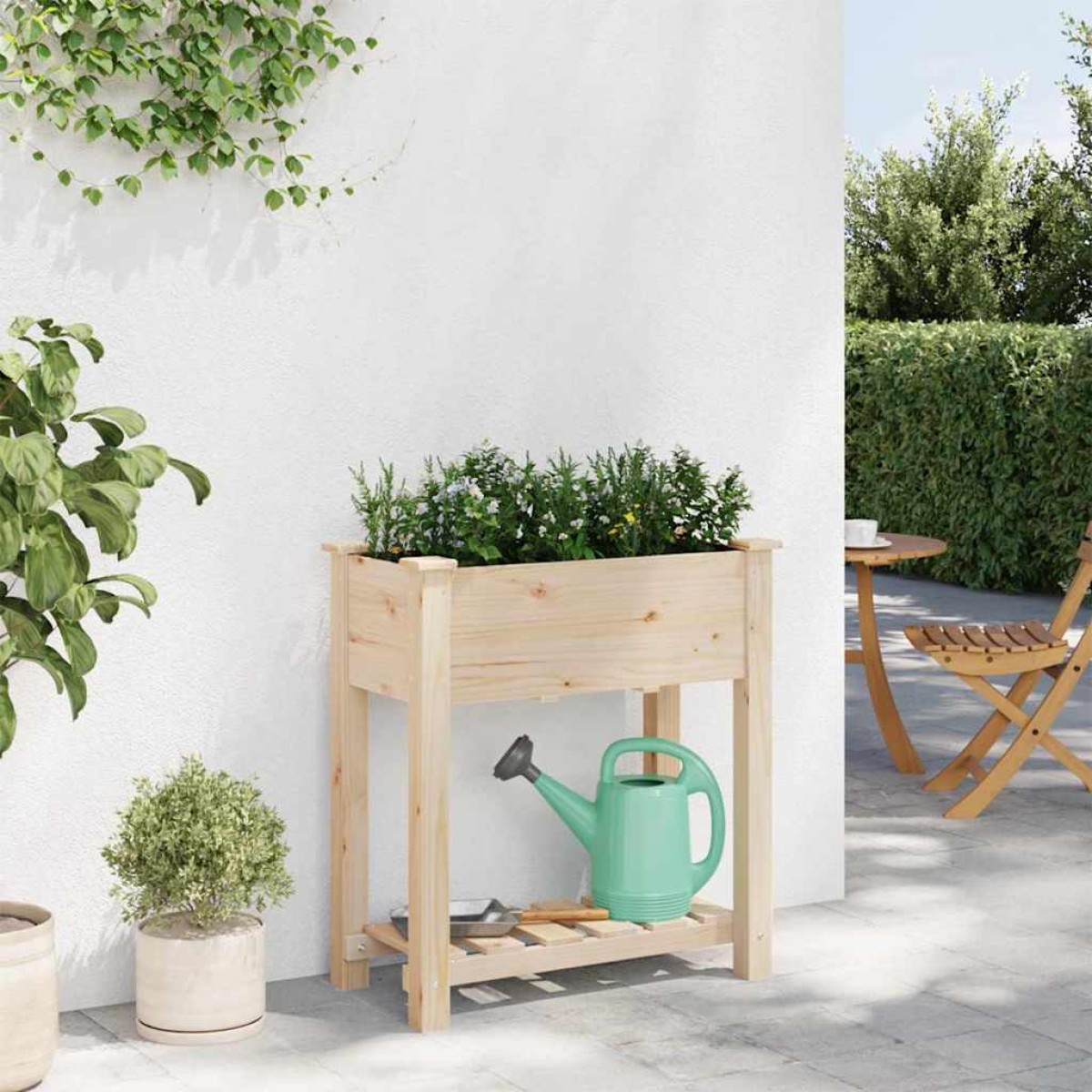 vidaXL Γλάστρα Κήπου Μπεζ 71 x 37 x 76,5 εκ Στερεό Ξύλο Πεύκου