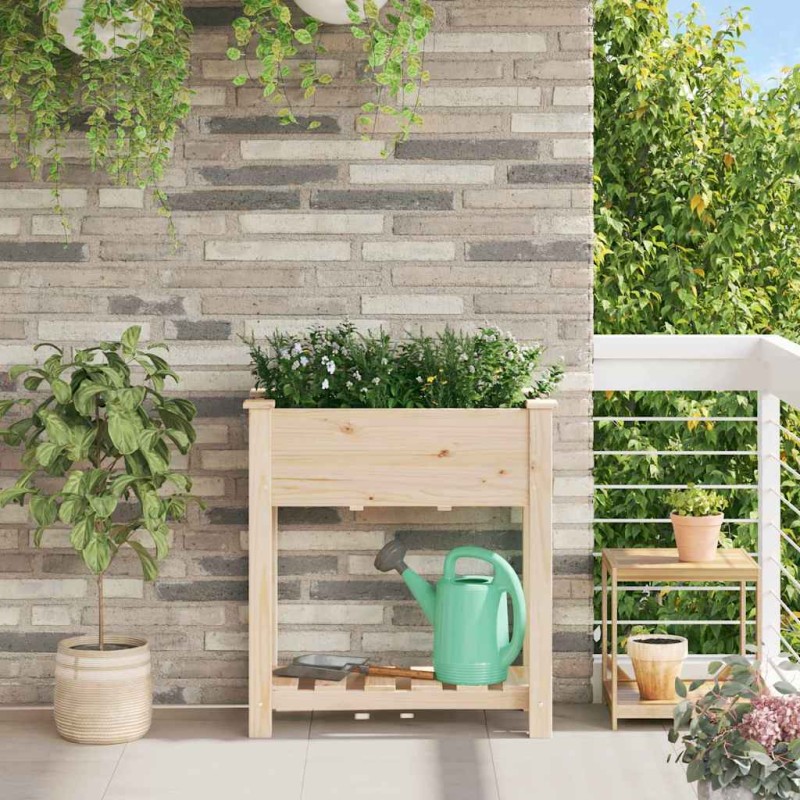 vidaXL Γλάστρα Κήπου Μπεζ 71 x 37 x 76,5 εκ Στερεό Ξύλο Πεύκου