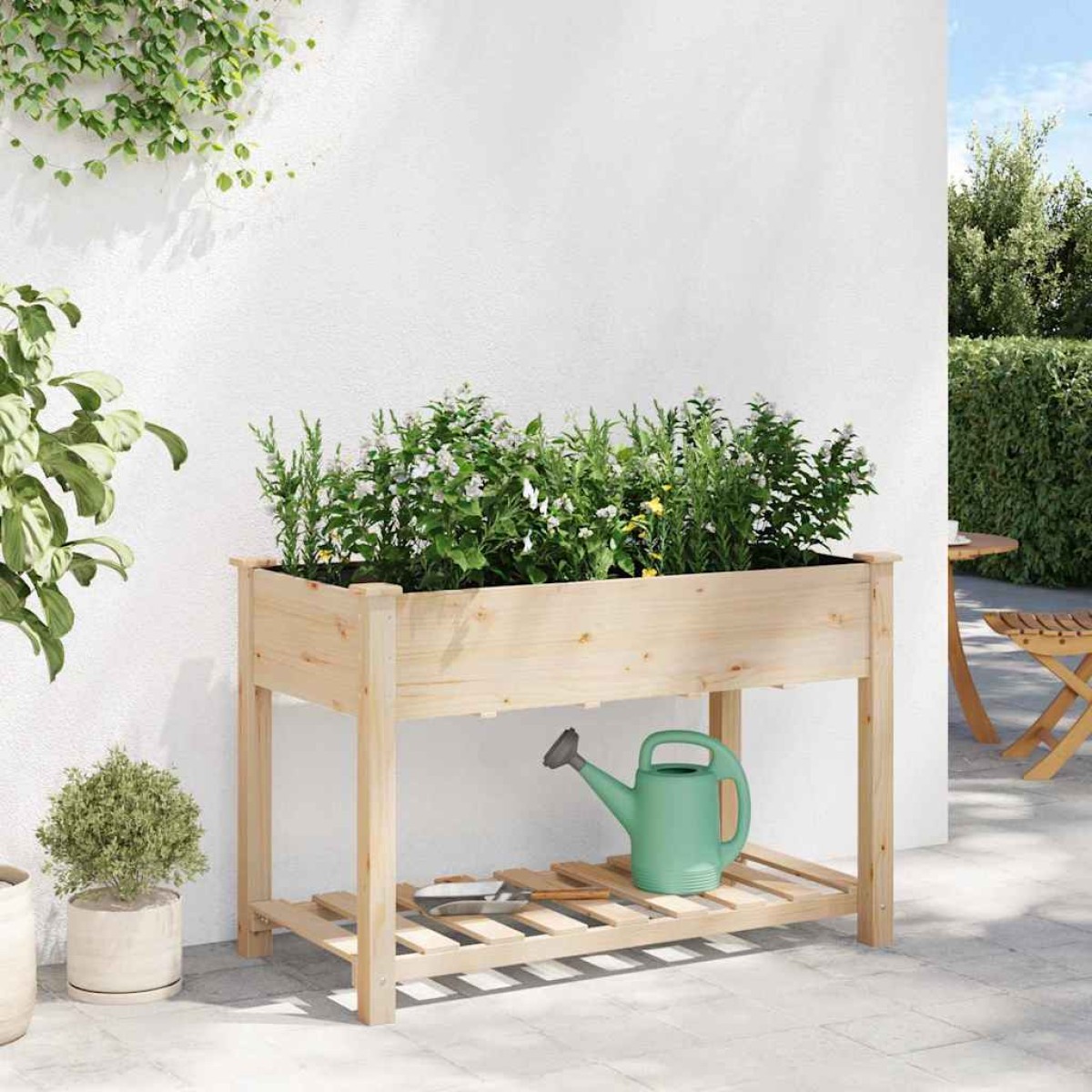 vidaXL Γλάστρα Κήπου Μπεζ 115 x 59 x 76,5 εκ Στερεό Ξύλο Πεύκου