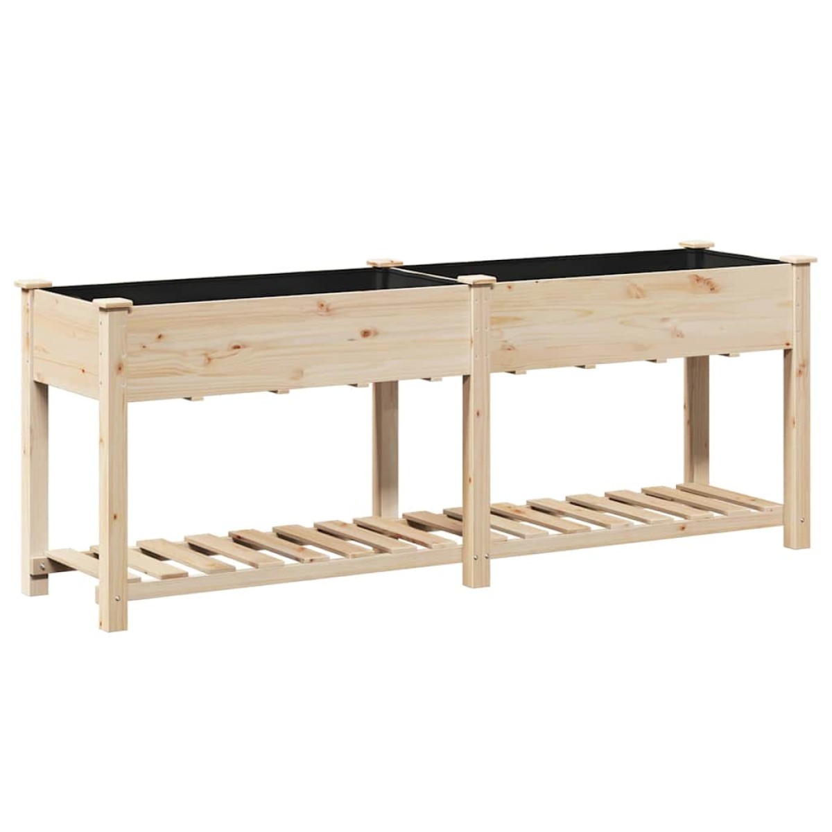 vidaXL Γλάστρα Κήπου Μπεζ 203 x 53 x 76,5 εκ Στερεό Ξύλο Πεύκου