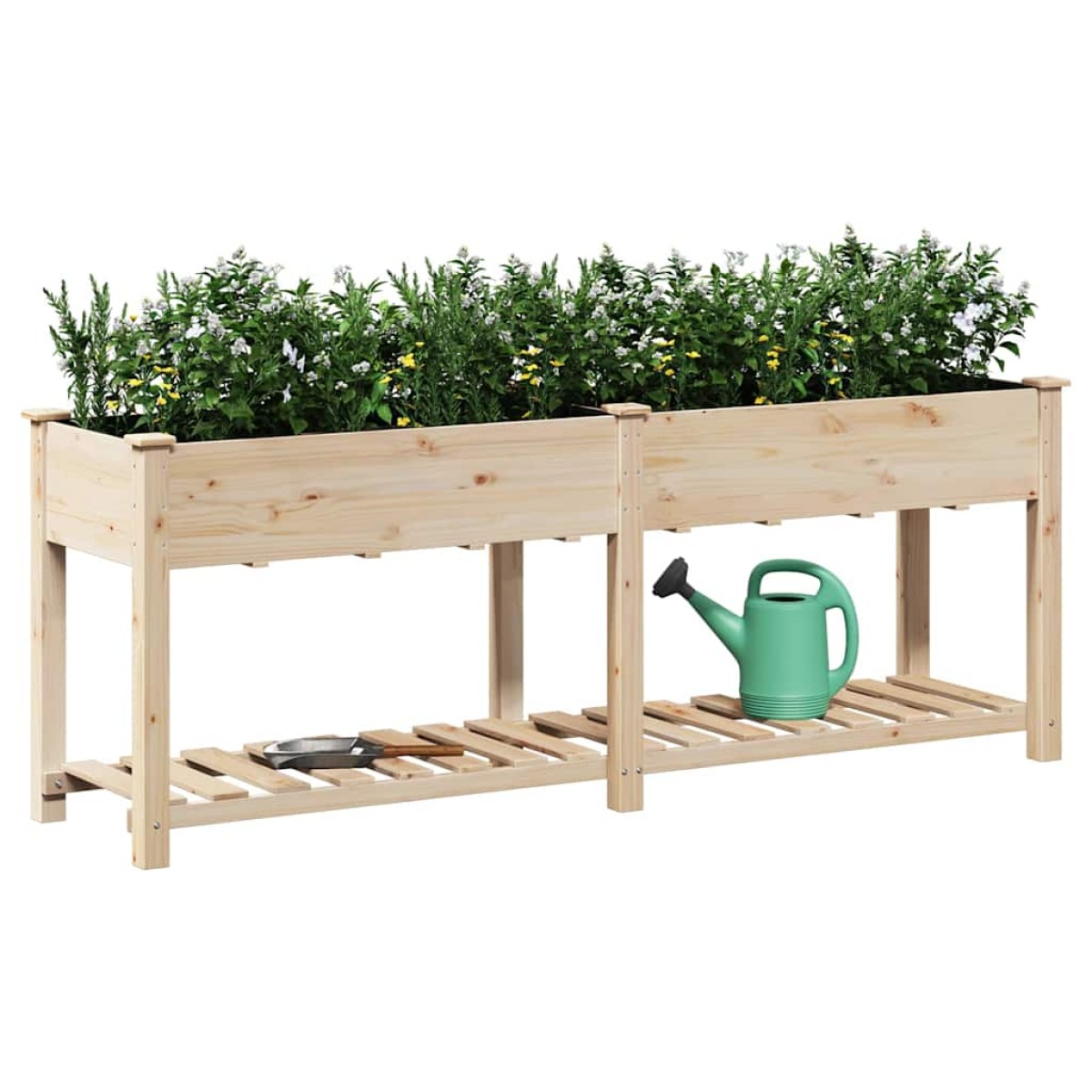 vidaXL Γλάστρα Κήπου Μπεζ 203 x 53 x 76,5 εκ Στερεό Ξύλο Πεύκου