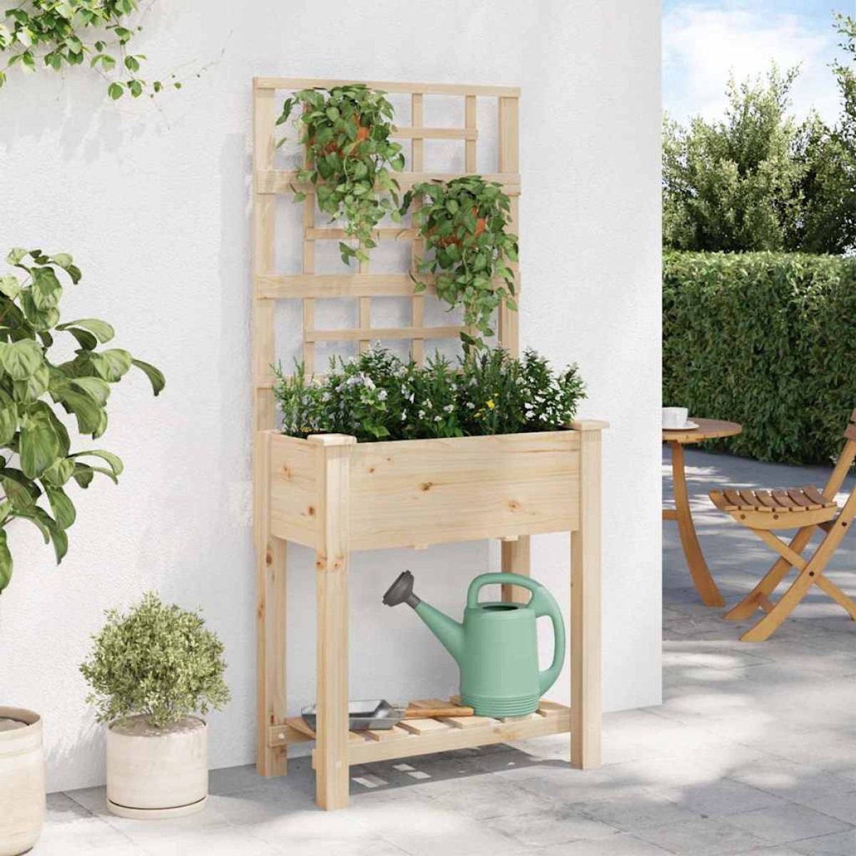 vidaXL Γλάστρα Κήπου Μπεζ 71 x 38 x 152 εκ. Στερεό Ξύλο Πεύκου