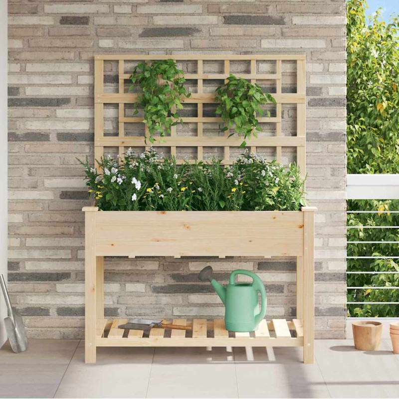vidaXL Γλάστρα Κήπου Μπεζ 115 x 60,5 x 153 εκ. Στερεό Ξύλο Πεύκου
