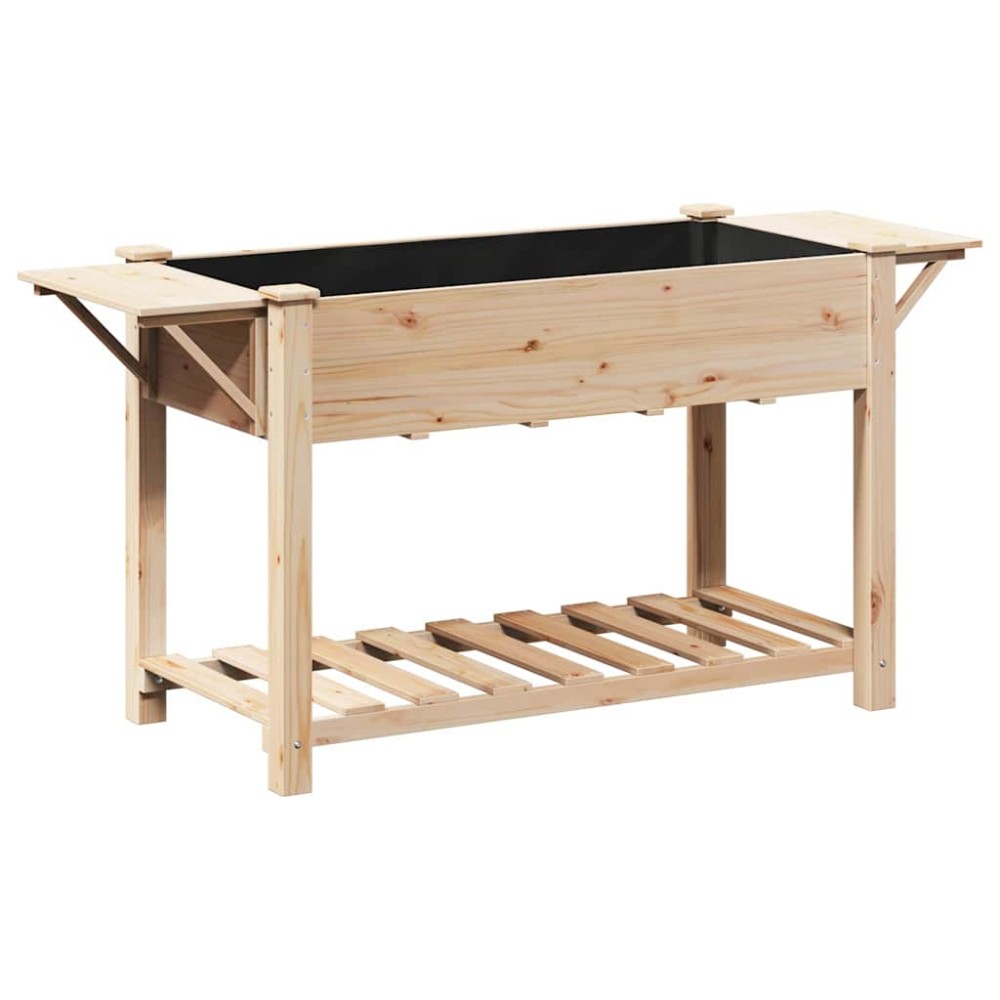 vidaXL Γλάστρα Κήπου Μπεζ 155 x 59 x 76,5 εκ. Στερεό Ξύλο Πεύκου