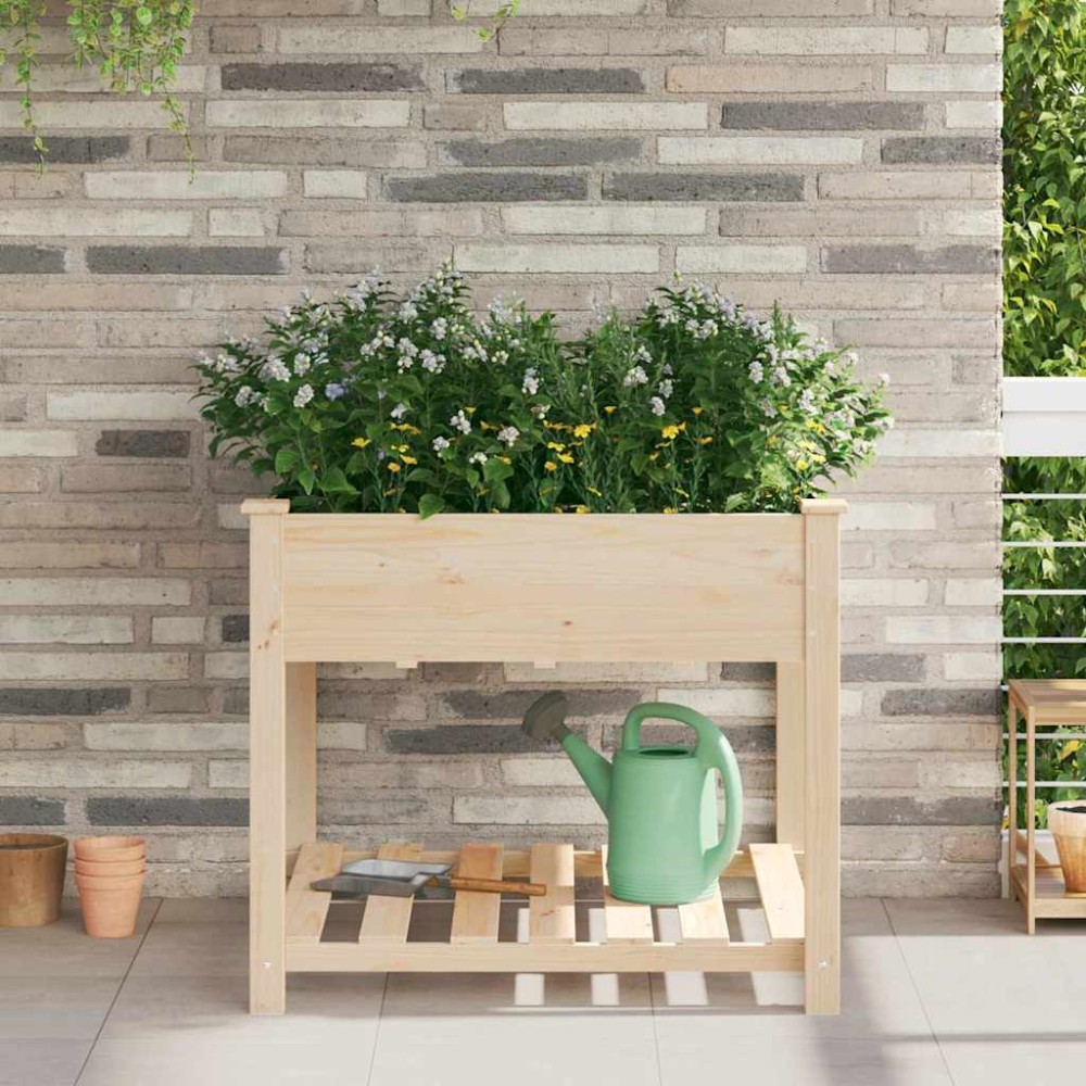 vidaXL Γλάστρα Κήπου Μπεζ 90 x 90 x 76,5 εκ Στερεό Ξύλο Πεύκου