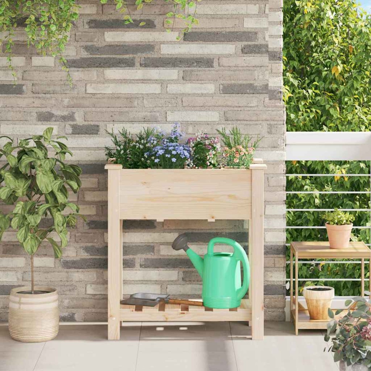 vidaXL Γλάστρα Κήπου Μπεζ 71 x 37 x 76,5 εκ Στερεό Ξύλο Πεύκου