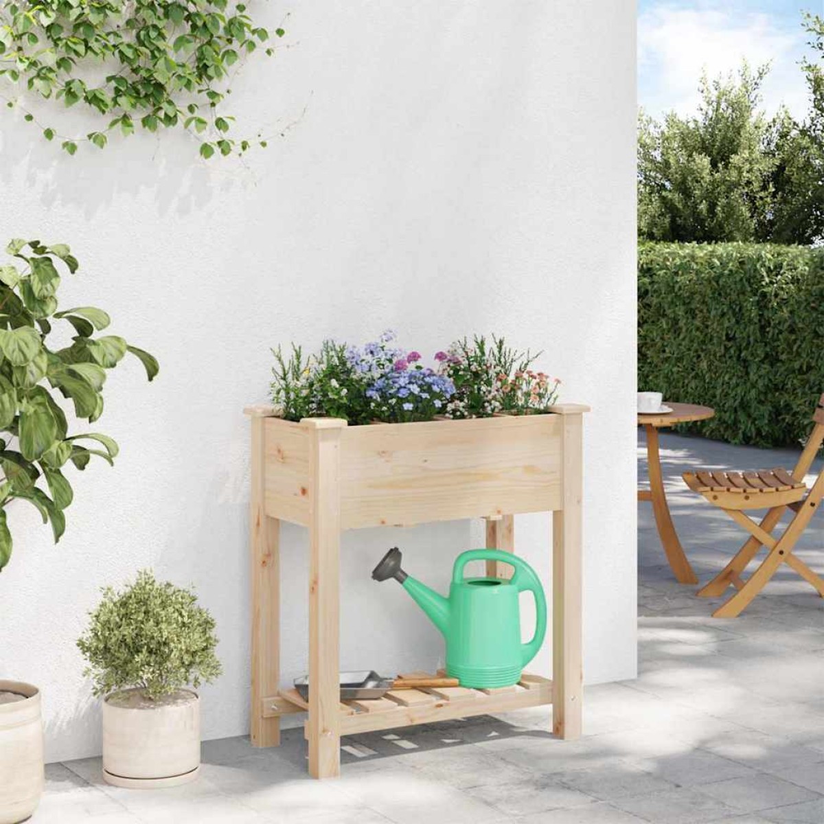 vidaXL Γλάστρα Κήπου Μπεζ 71 x 37 x 76,5 εκ Στερεό Ξύλο Πεύκου