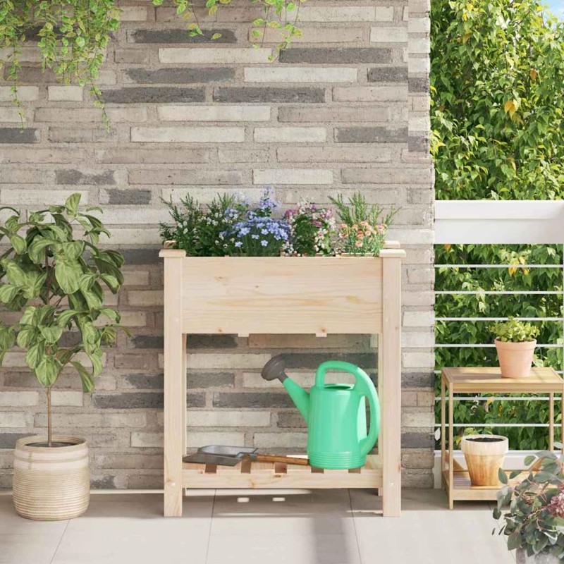 vidaXL Γλάστρα Κήπου Μπεζ 71 x 37 x 76,5 εκ Στερεό Ξύλο Πεύκου