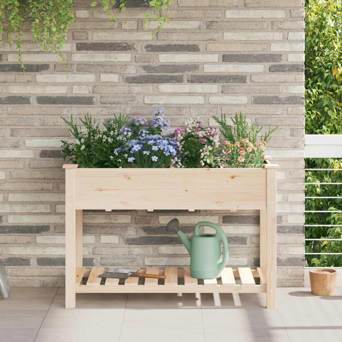 vidaXL Γλάστρα Κήπου Μπεζ 115 x 59 x 76,5 εκ Στερεό Ξύλο Πεύκου