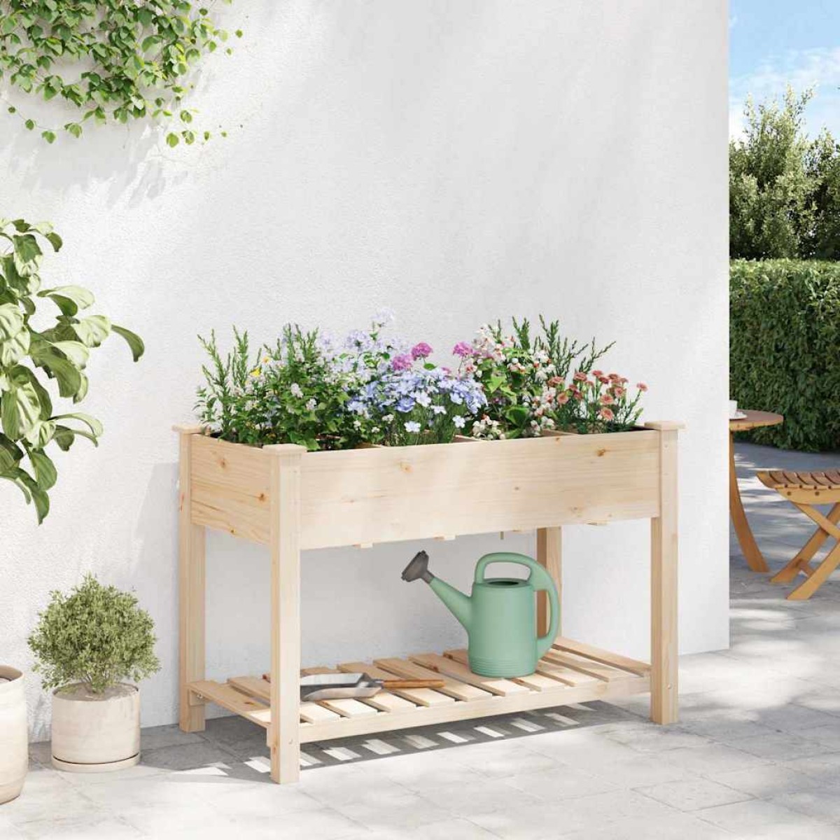vidaXL Γλάστρα Κήπου Μπεζ 115 x 59 x 76,5 εκ Στερεό Ξύλο Πεύκου