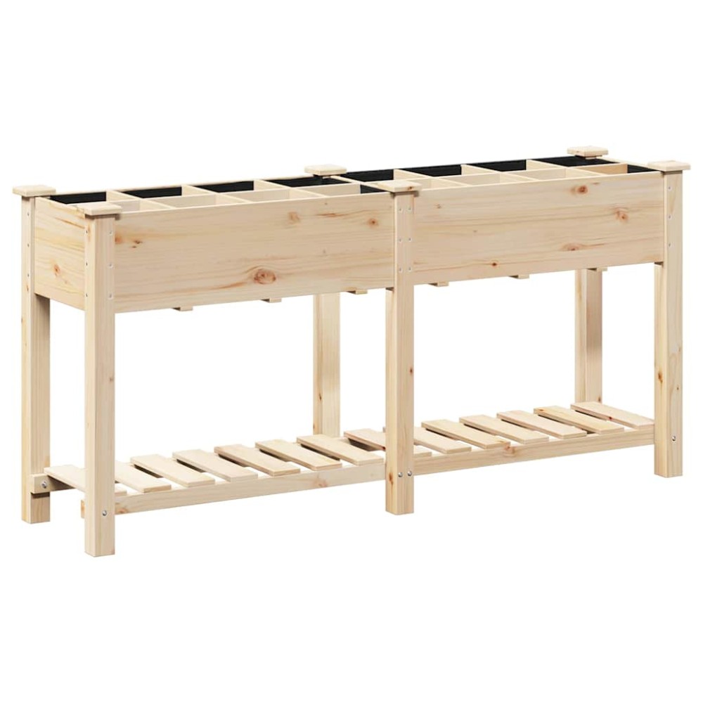 vidaXL Γλάστρα Κήπου Μπεζ 161,5 x 45 x 76,5 εκ. Στερεό Ξύλο Πεύκου