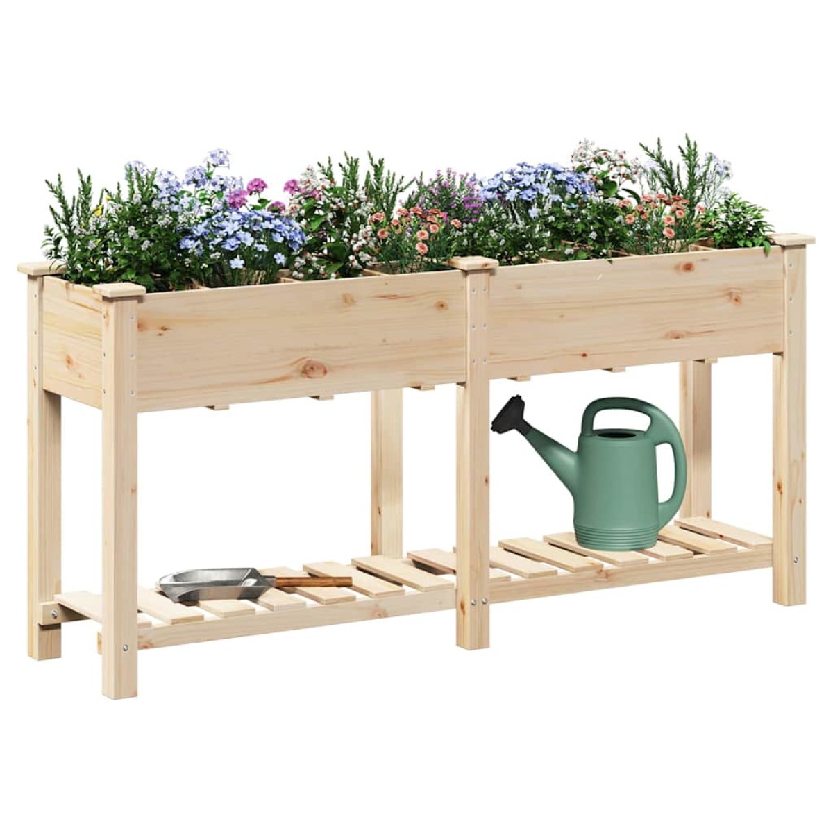 vidaXL Γλάστρα Κήπου Μπεζ 161,5 x 45 x 76,5 εκ. Στερεό Ξύλο Πεύκου