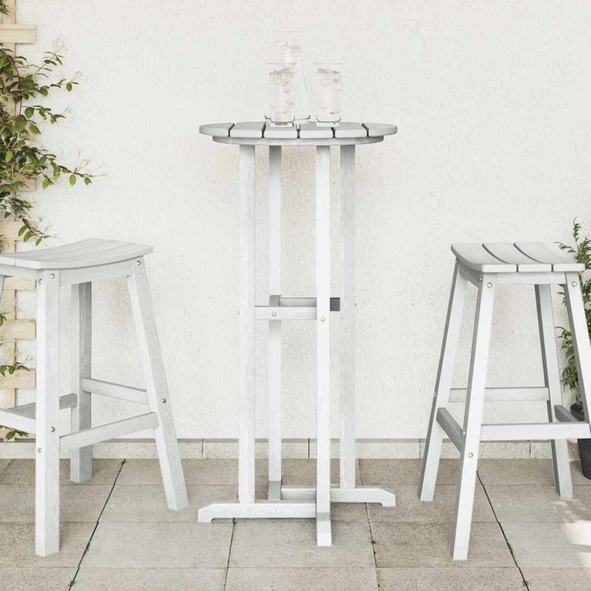 vidaXL Τραπέζι μπαρ Λευκό 55 x 55 x 107 cm Πολυαιθυλένιο