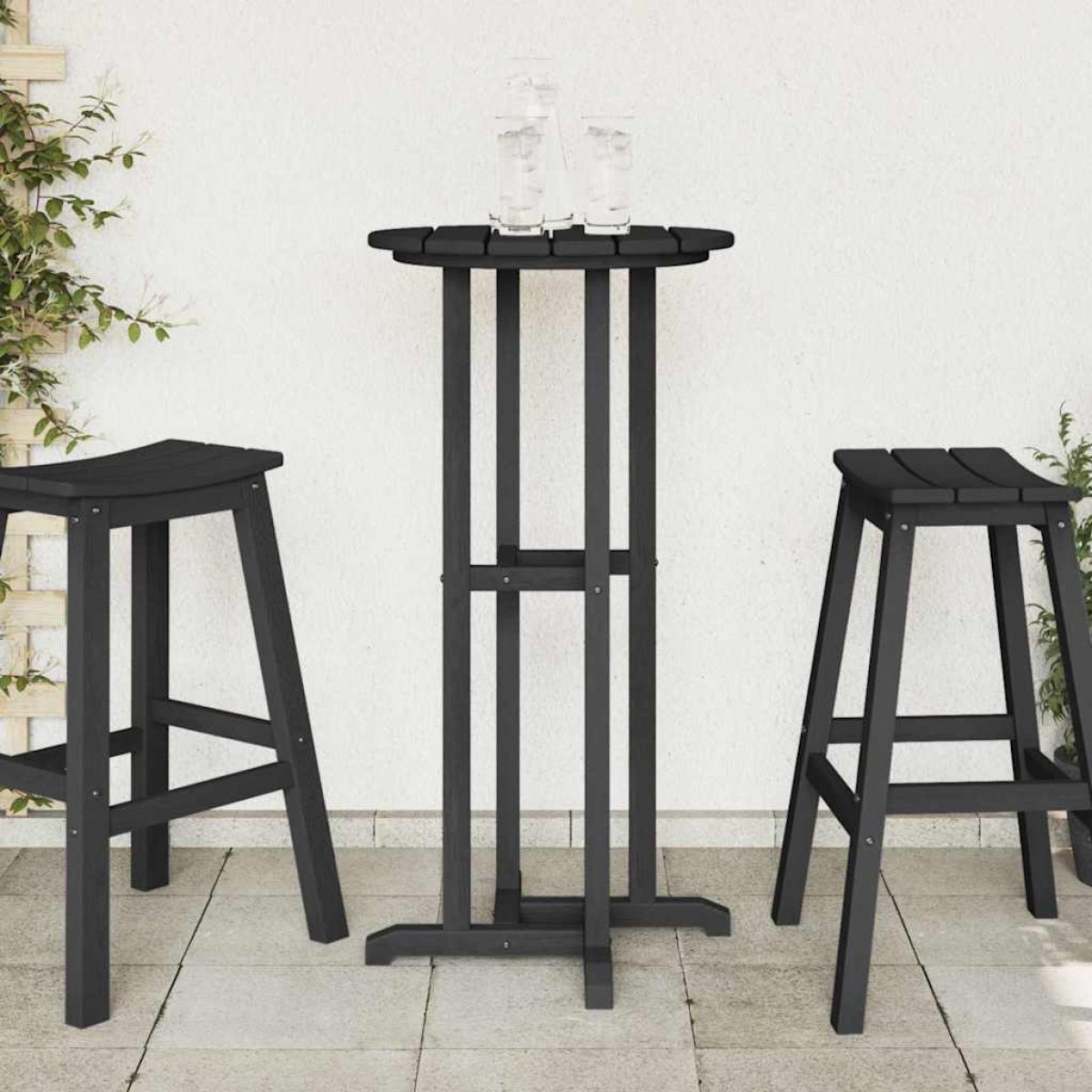 vidaXL Τραπέζι μπαρ Μαύρο 55 x 55 x 107 cm Πολυαιθυλένιο