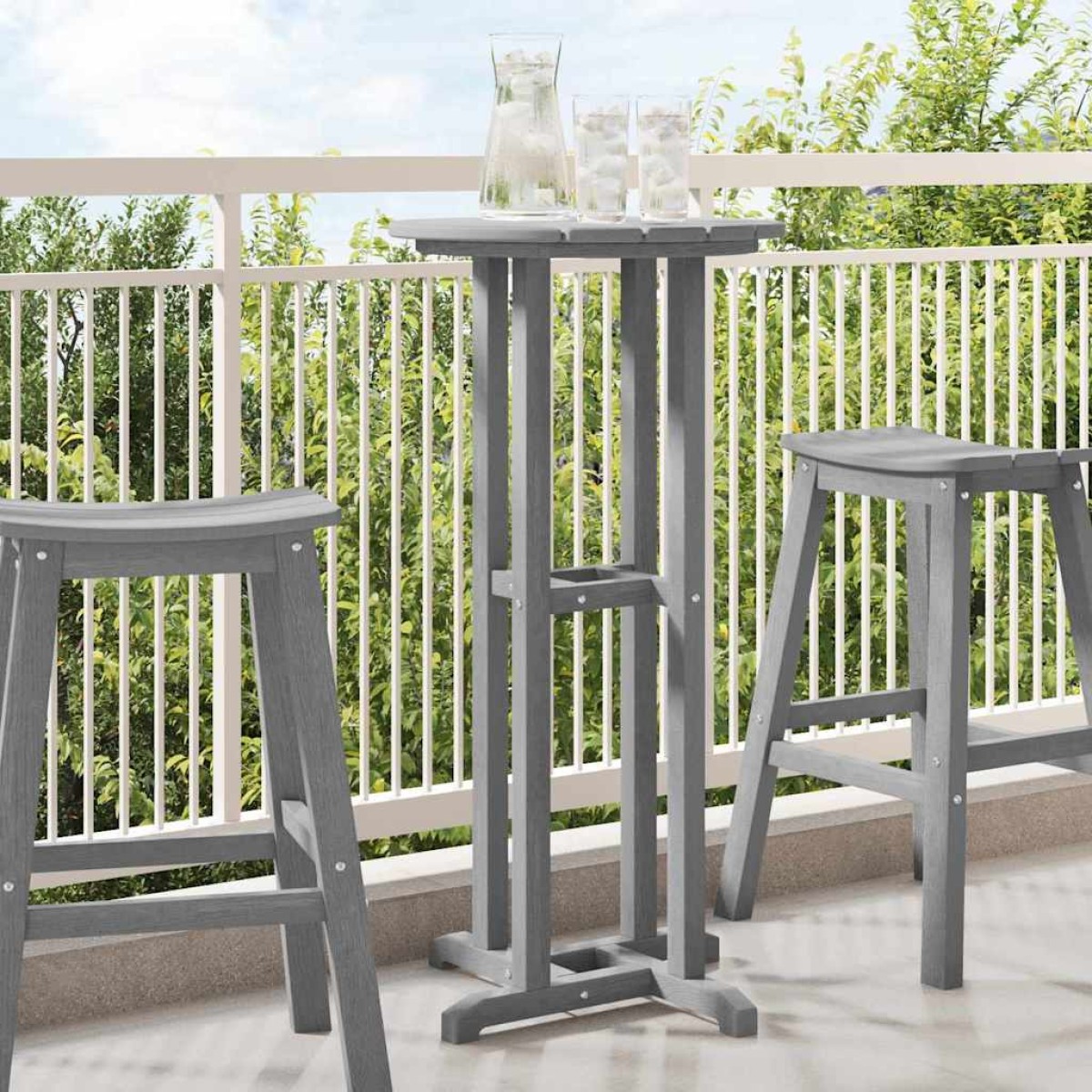vidaXL Τραπέζι μπαρ Ανοιχτό γκρι 55 x 55 x 107 cm Πολυαιθυλένιο