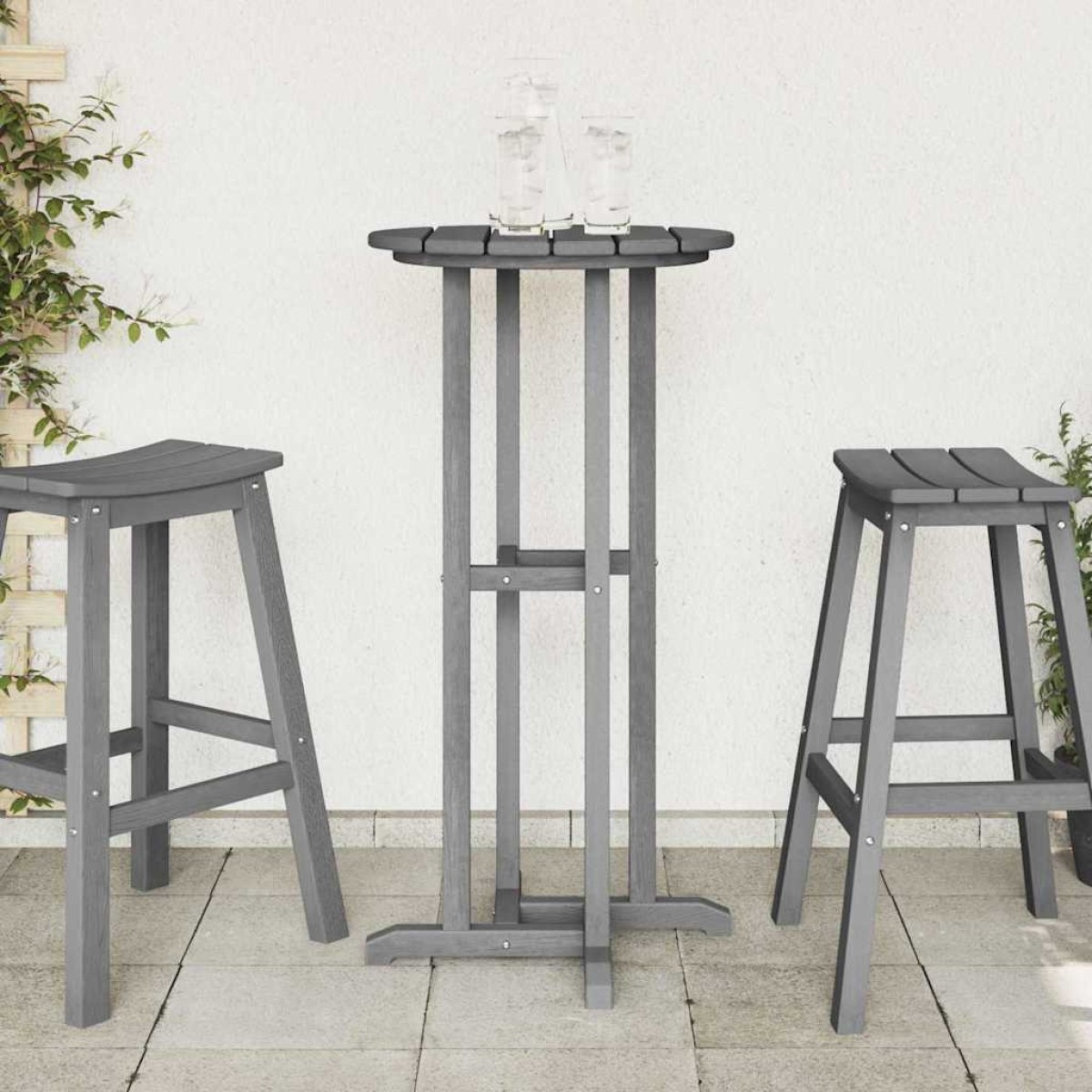 vidaXL Τραπέζι μπαρ Ανοιχτό γκρι 55 x 55 x 107 cm Πολυαιθυλένιο