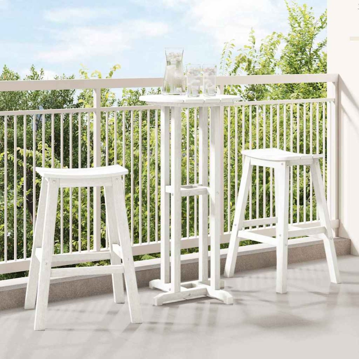 vidaXL Μπαρ σκαμπό 2 τμχ. Λευκό 52 x 43 x 73,5 εκ HDPE