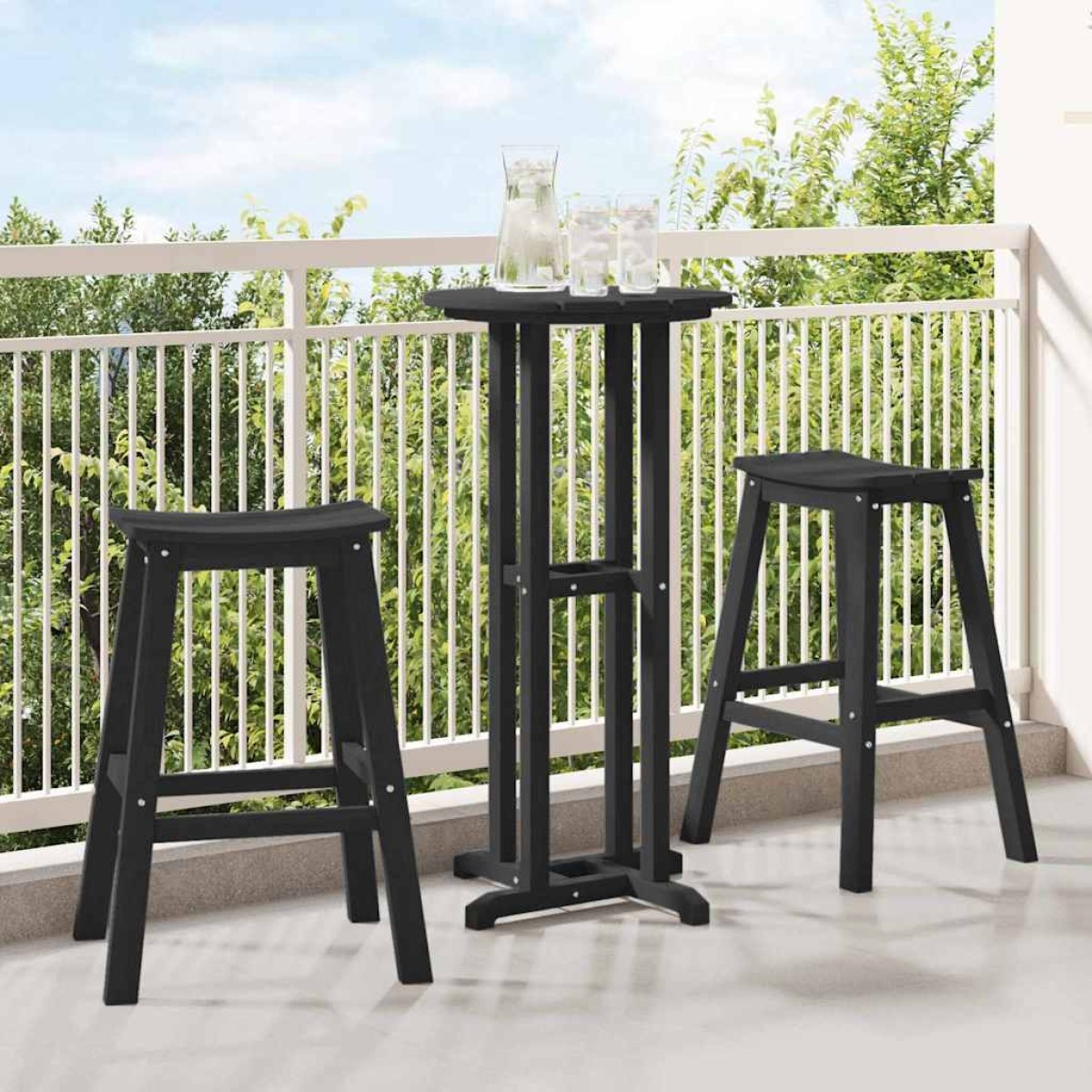 vidaXL Μπαρ σκαμπό 2 τμχ. Μαύρο 52 x 43 x 73,5 εκ HDPE