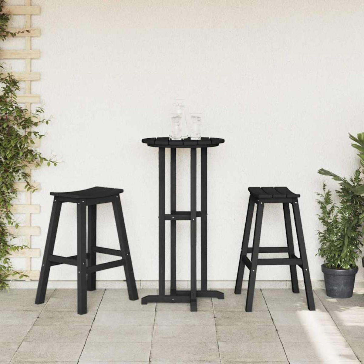 vidaXL Μπαρ σκαμπό 2 τμχ. Μαύρο 52 x 43 x 73,5 εκ HDPE