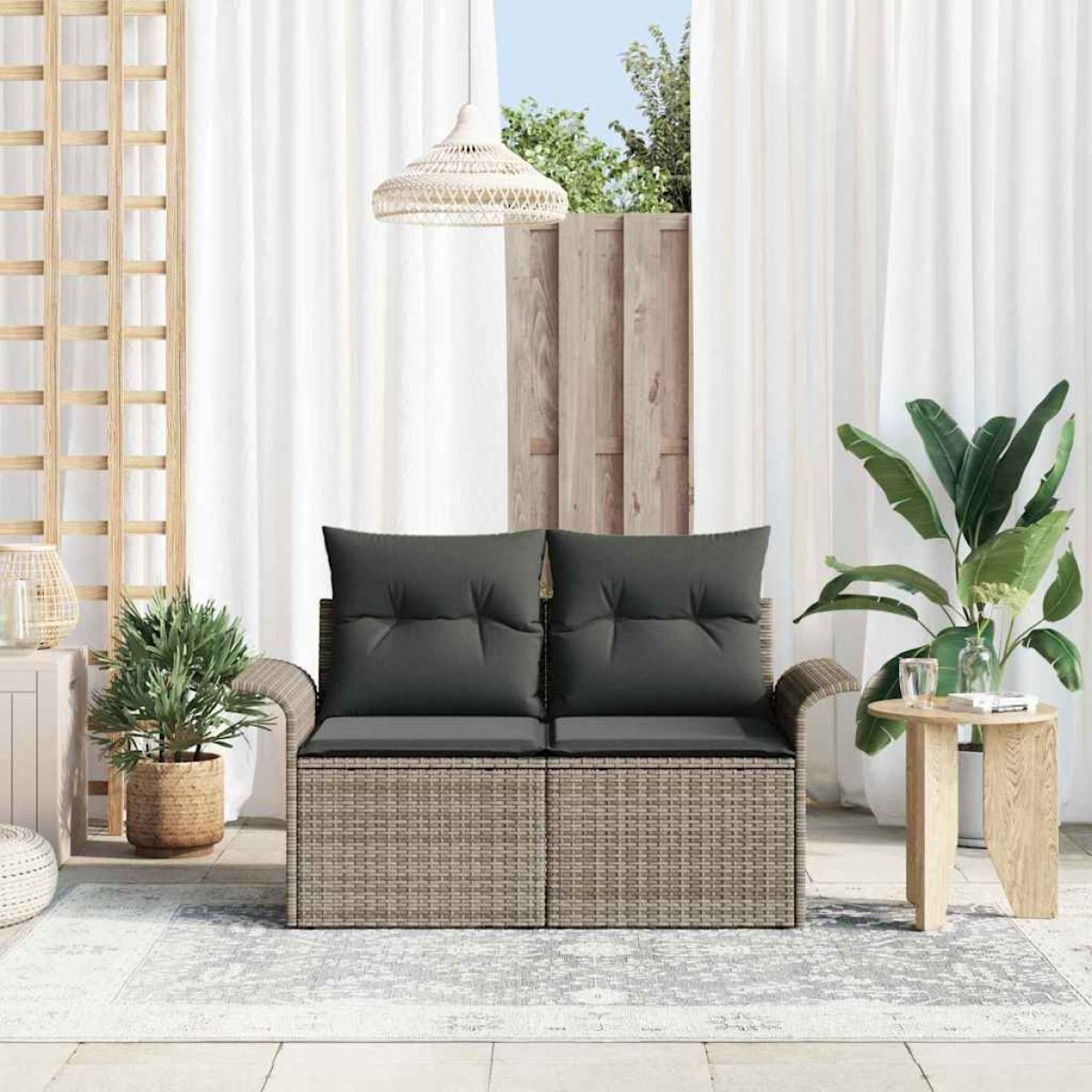 vidaXL Καναπές Κήπου Γκρι 141 x 62 x 69 εκ. συνθετικό ρατάν
