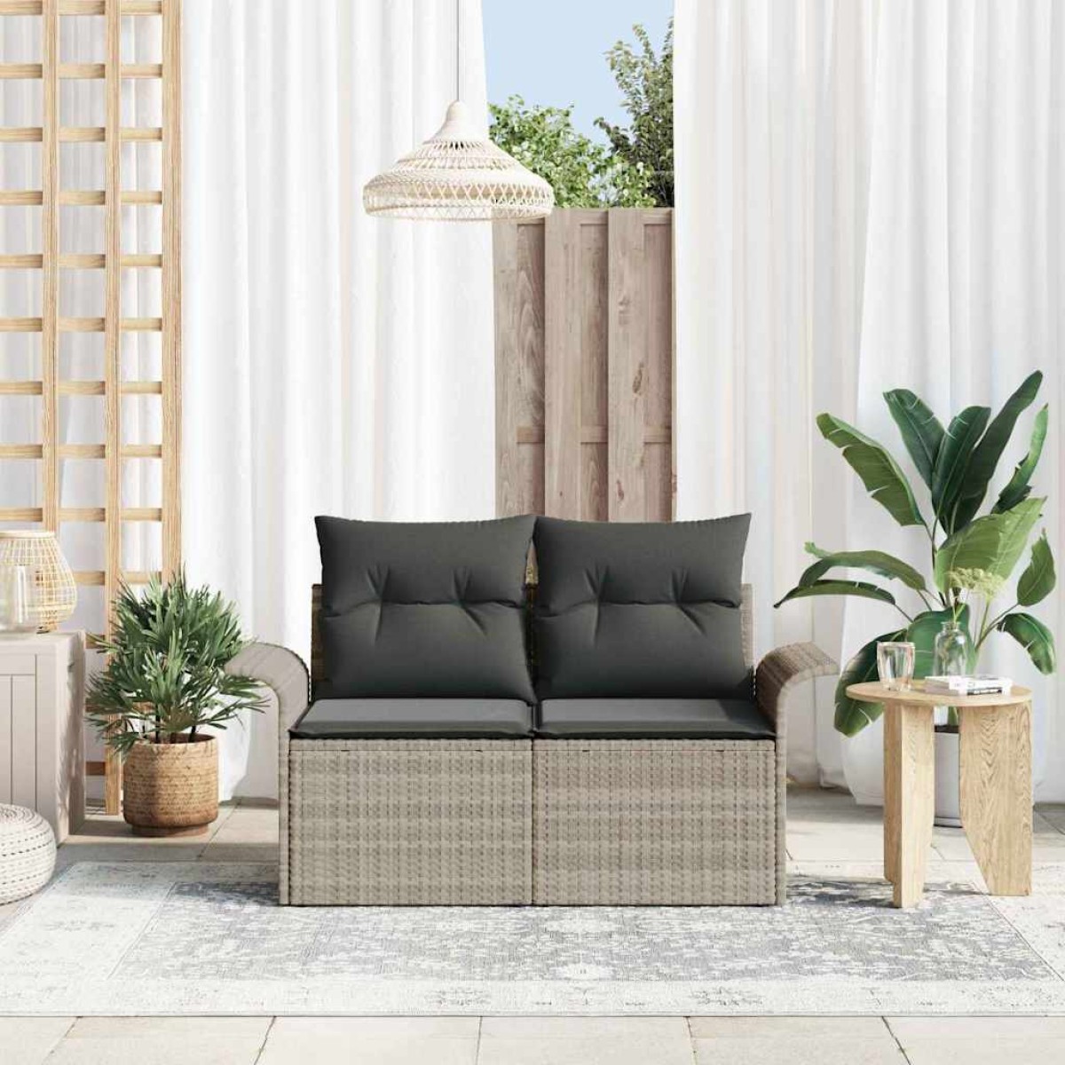 vidaXL Καναπές Κήπου Ανοιχτό γκρι 141 x 62 x 69 εκ. συνθετικό ρατάν