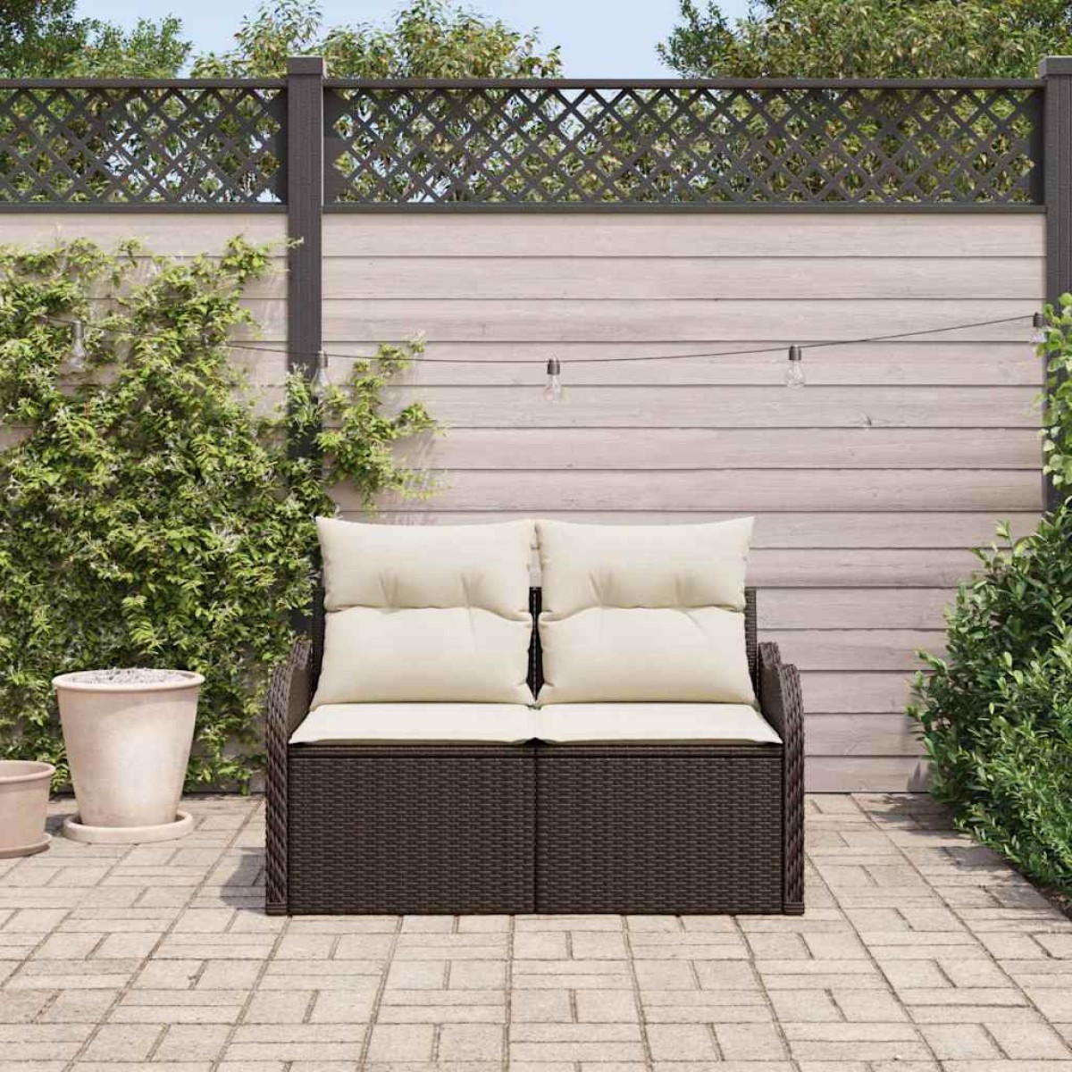 vidaXL Καναπές Κήπου με μαξιλάρι Καφέ 121 x 62 x 69εκ συνθετικό ρατάν