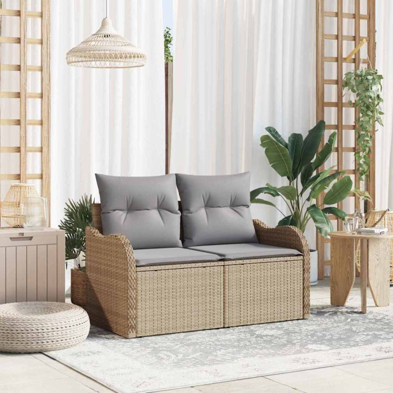 vidaXL Καναπές Κήπου με μαξιλάρι Μπεζ 121 x 62 x 69εκ συνθετικό ρατάν