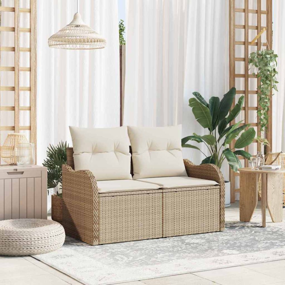 vidaXL Καναπές Κήπου με μαξιλάρι Μπεζ 121 x 62 x 69εκ συνθετικό ρατάν