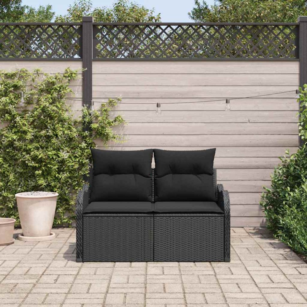 vidaXL Καναπές Κήπου με μαξιλάρι Μαύρο 121 x 62 x 69εκ συνθετικό ρατάν