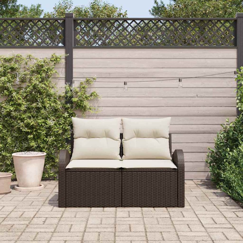 vidaXL Καναπές Κήπου με μαξιλάρι Καφέ 124 x 62 x 69cm συνθετικό ρατάν