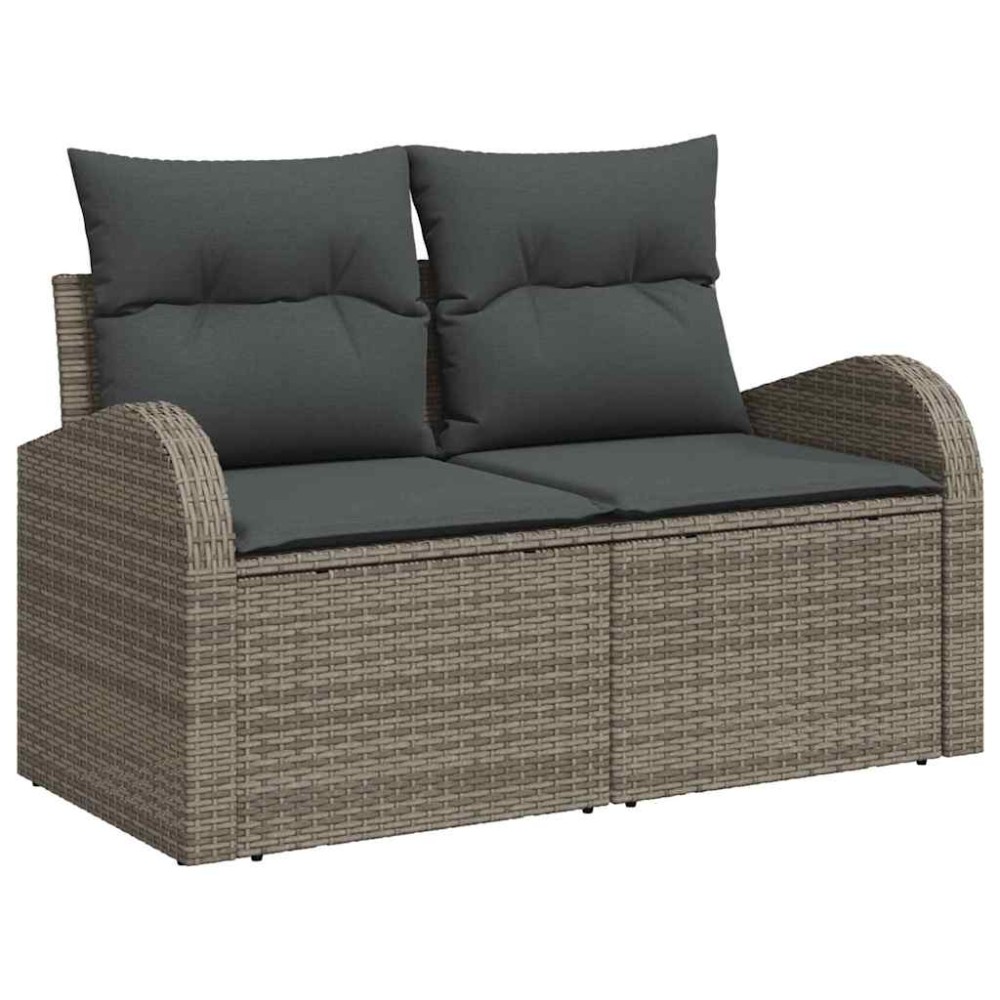 vidaXL Καναπές Κήπου με μαξιλάρι Γκρι 124 x 62 x 69cm συνθετικό ρατάν