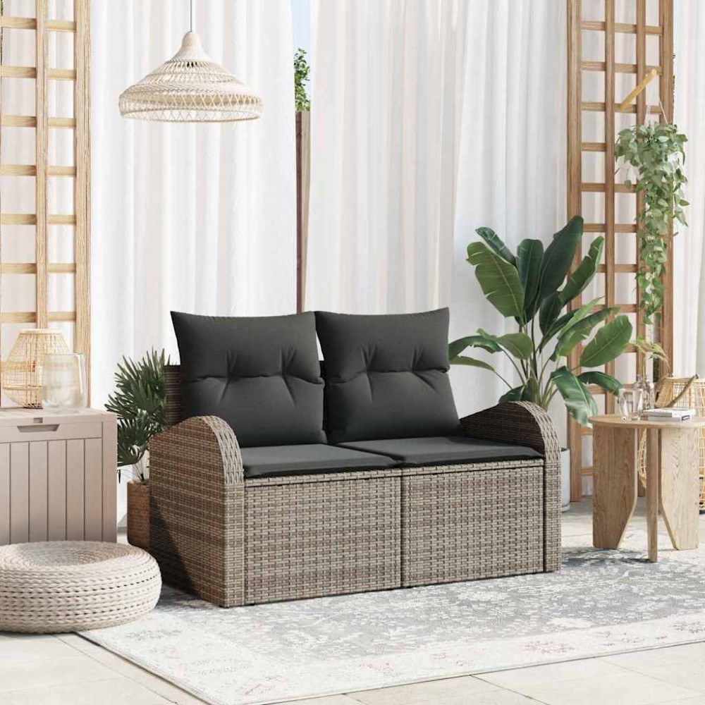 vidaXL Καναπές Κήπου με μαξιλάρι Γκρι 124 x 62 x 69cm συνθετικό ρατάν