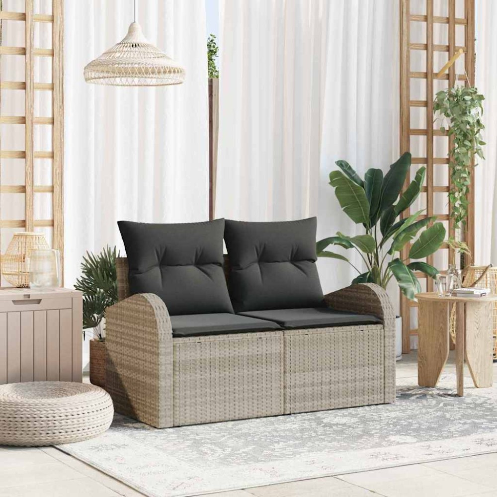 vidaXL Καναπές Κήπου Ανοιχτό γκρι 124 x 62 x 69cm συνθετικό ρατάν