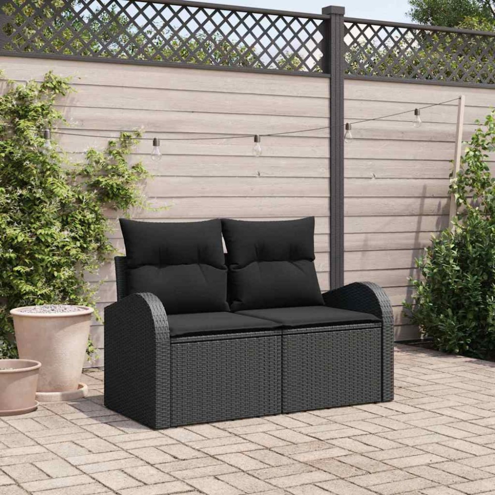 vidaXL Καναπές Κήπου με μαξιλάρι Μαύρο 124 x 62 x 69cm συνθετικό ρατάν
