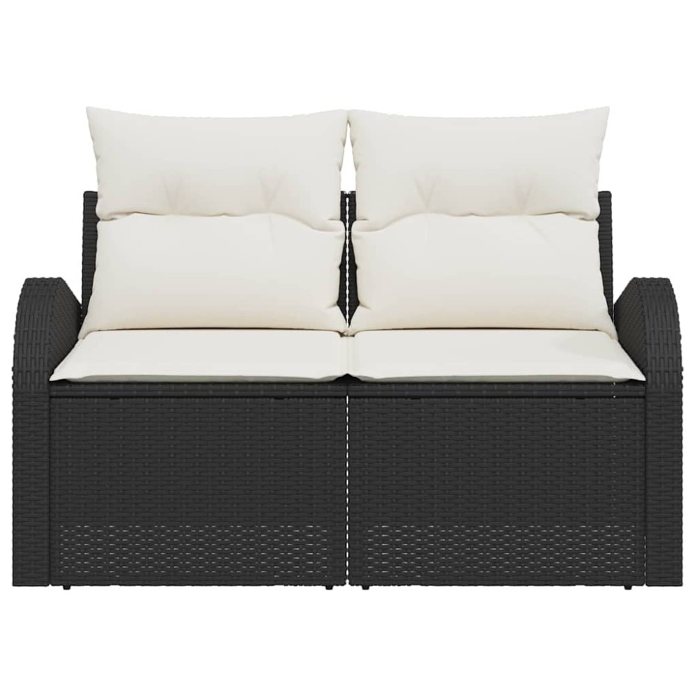 vidaXL Καναπές Κήπου με μαξιλάρι Μαύρο 124 x 62 x 69cm συνθετικό ρατάν