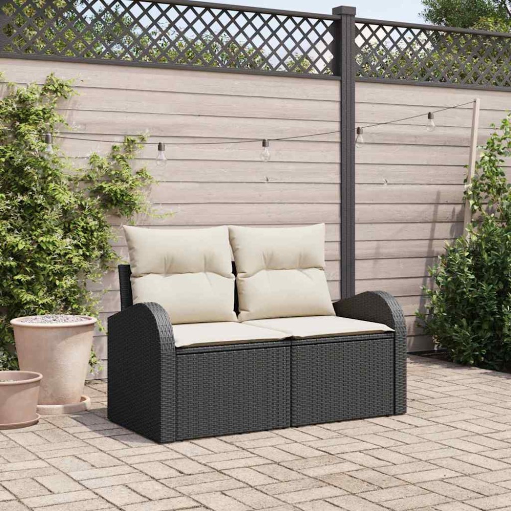 vidaXL Καναπές Κήπου με μαξιλάρι Μαύρο 124 x 62 x 69cm συνθετικό ρατάν