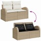 vidaXL Καναπές Κήπου με μαξιλάρι Μπεζ 124 x 62 x 69cm συνθετικό ρατάν