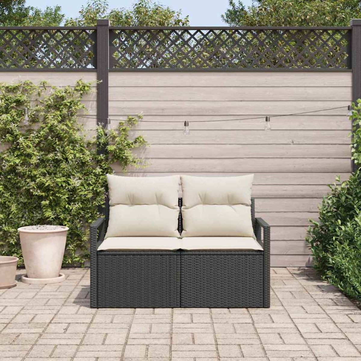 vidaXL Καναπές Κήπου με μαξιλάρι 120 x 62 x 69 εκ συνθετικό ρατάν
