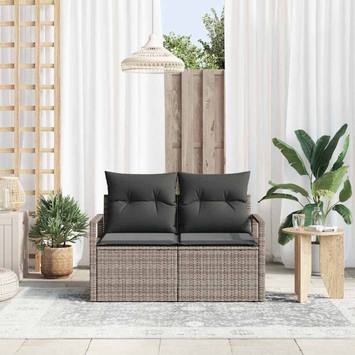 vidaXL Καναπές Κήπου με μαξιλάρι 120 x 62 x 69 εκ συνθετικό ρατάν