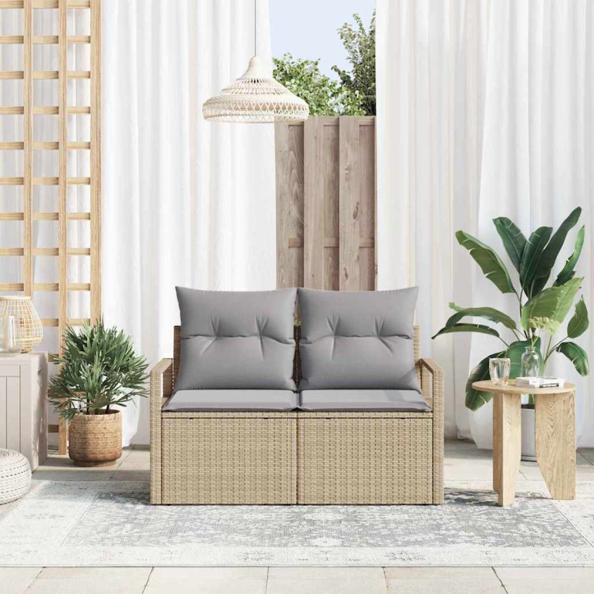 vidaXL Καναπές Κήπου με μαξιλάρι 120 x 62 x 69 εκ συνθετικό ρατάν