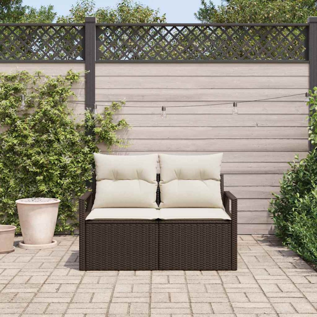 vidaXL Καναπές Κήπου με μαξιλάρι 120 x 62 x 69 εκ συνθετικό ρατάν