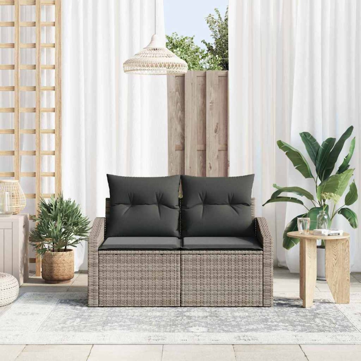 vidaXL Καναπές Κήπου με μαξιλάρι 123 x 62 x 69 εκ συνθετικό ρατάν