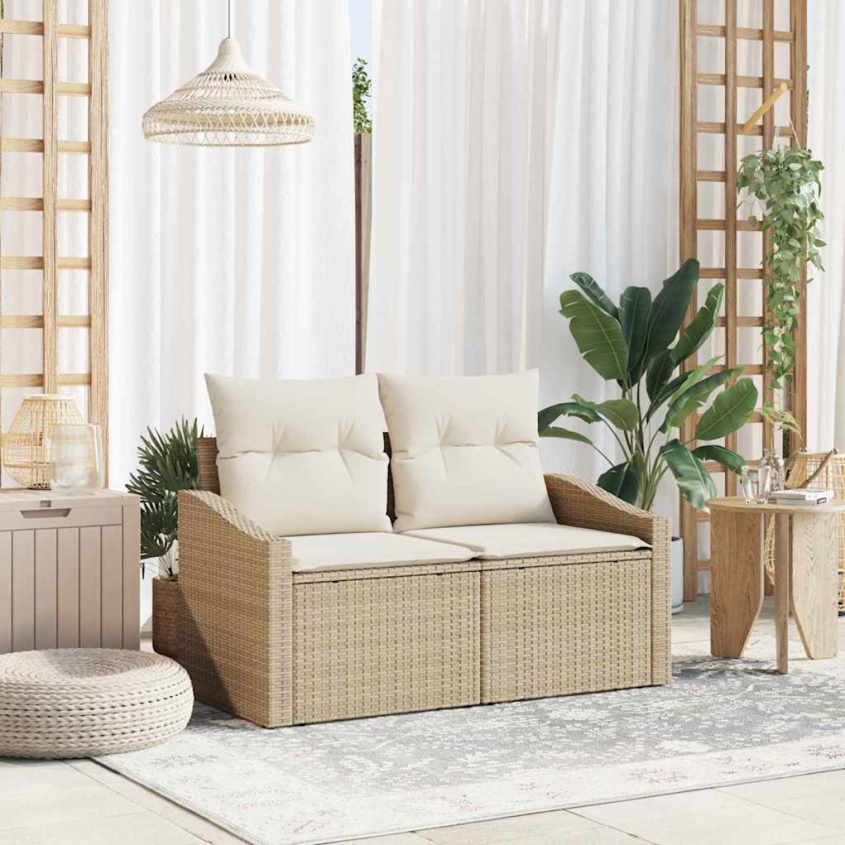 vidaXL Καναπές Κήπου με μαξιλάρι 123 x 62 x 69 εκ συνθετικό ρατάν