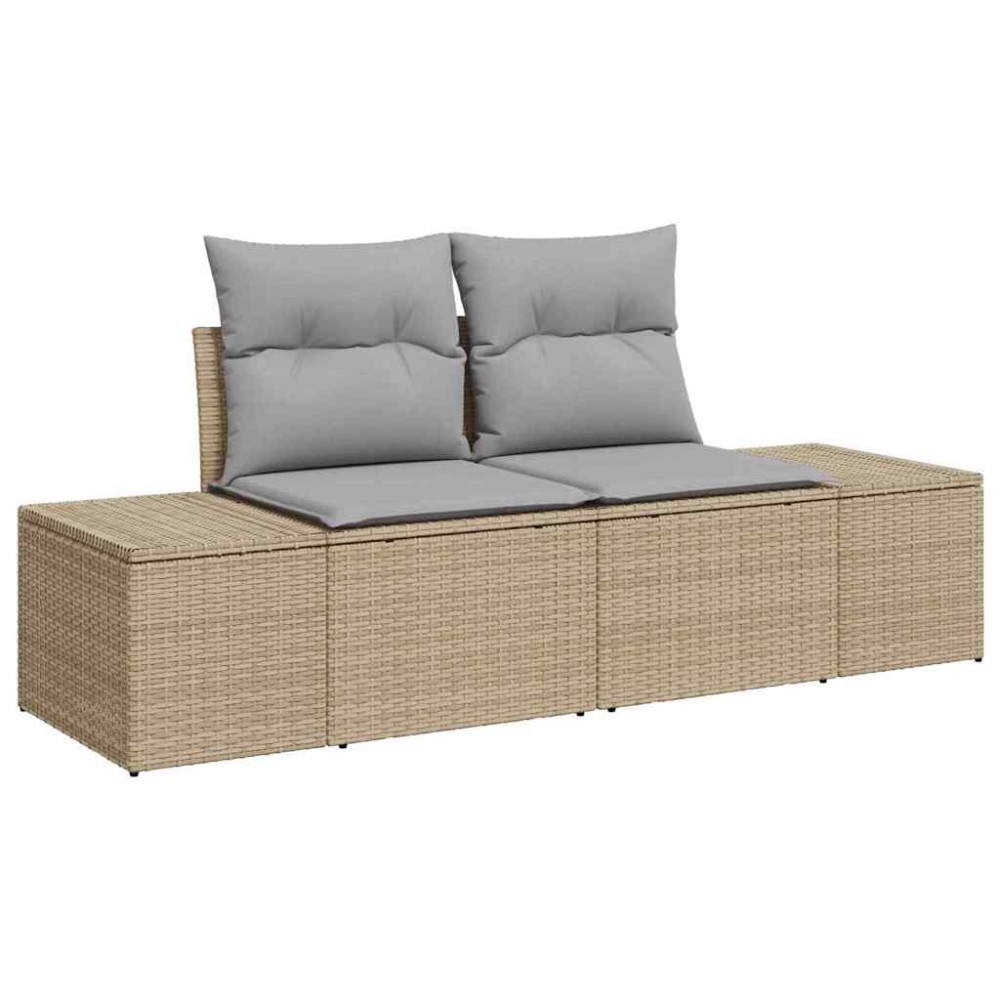 vidaXL Καναπές Κήπου Μπεζ 184 x 62 x 69 εκ. συνθετικό ρατάν