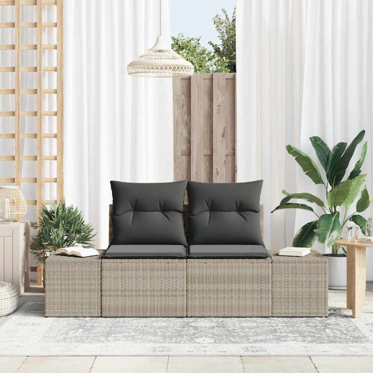 vidaXL Καναπές Κήπου Γκρι 184 x 62 x 69 εκ. συνθετικό ρατάν